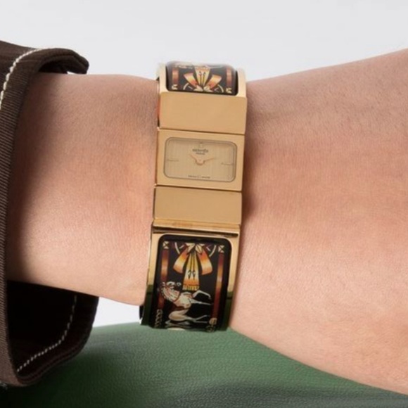 Hermès Loquet Watch - Gold & Black Enamel